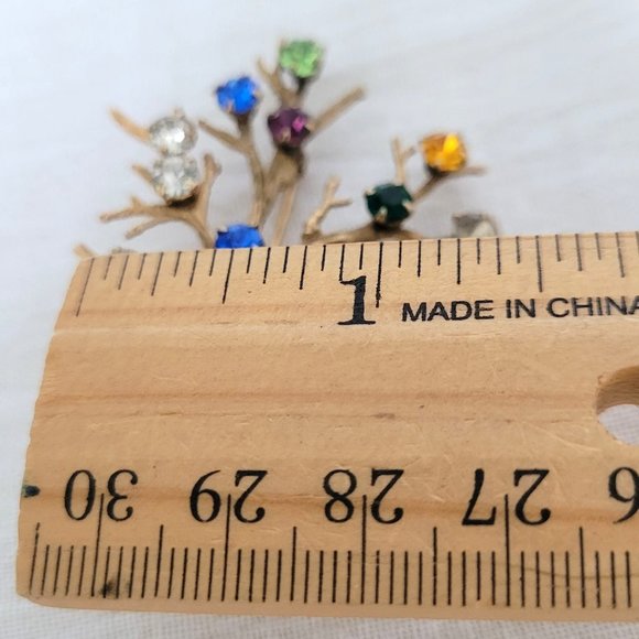 Sterling Gold Vermeil Tree of Life Brooch Pin Crystal Accents Vintage 1960s - Picture 10 of 10